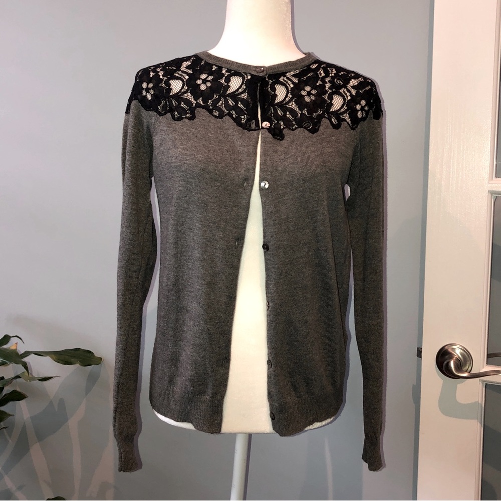Zara Grey Cardi with black lace